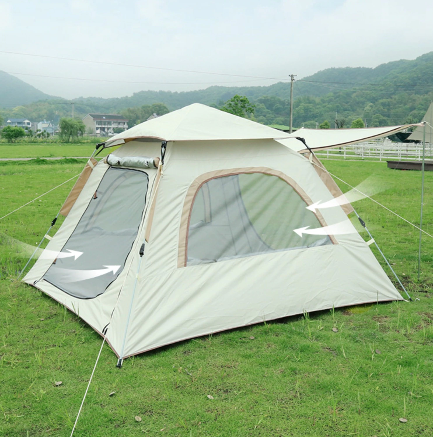 Cheap Goat Tents Ango Pop Up Tent Automatic Tent Outdoor Portable Folding 3 Person Family Tent for Camping Park Picnic   